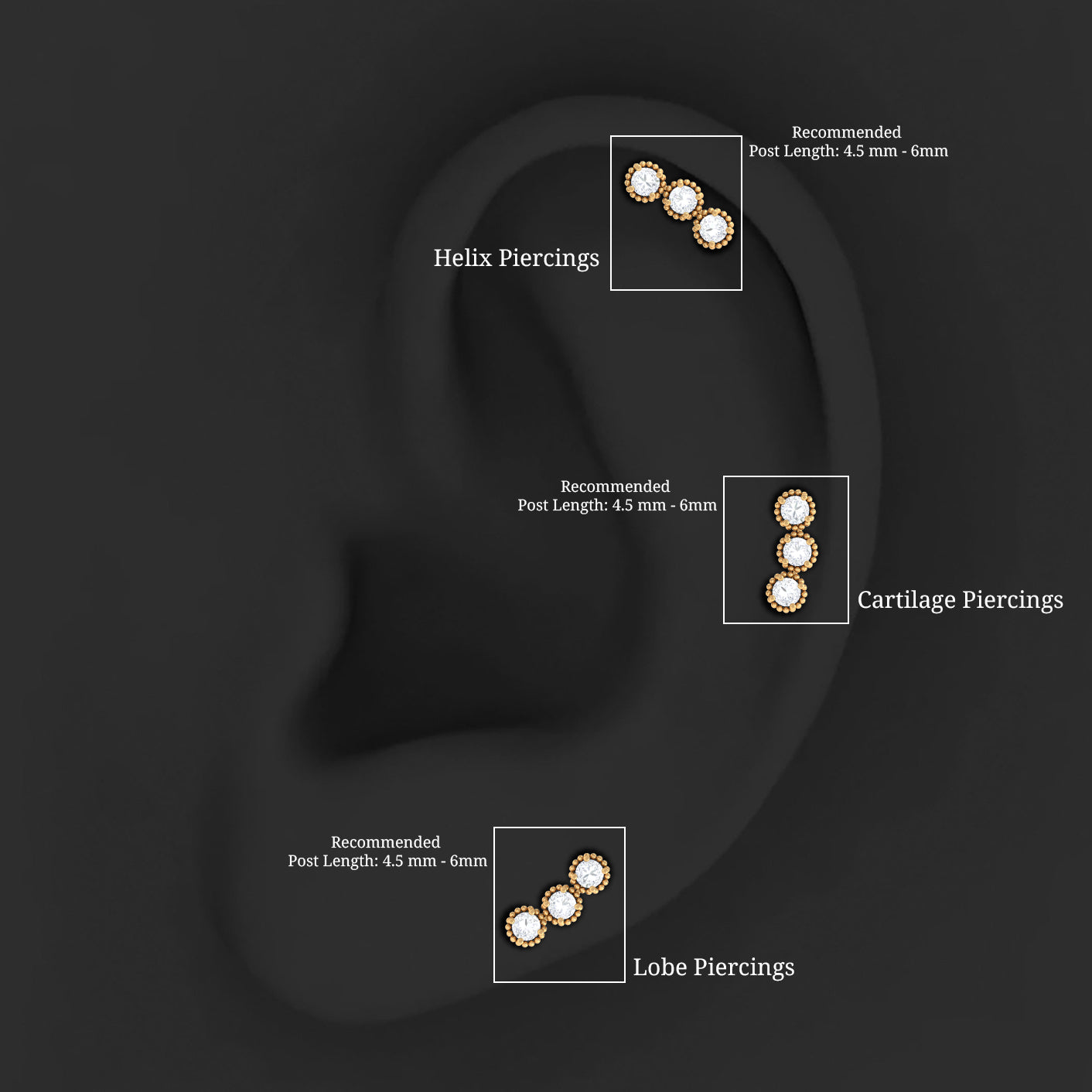 Round Moissanite Crawler Earring for Helix Piercing D-VS1 - Sparkanite Jewels