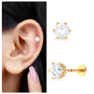 5 MM Moissanite Solitaire Earring for Helix Piercing D-VS1 - Sparkanite Jewels
