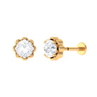 Round Moissanite Solitaire Cartilage Earring D-VS1 - Sparkanite Jewels