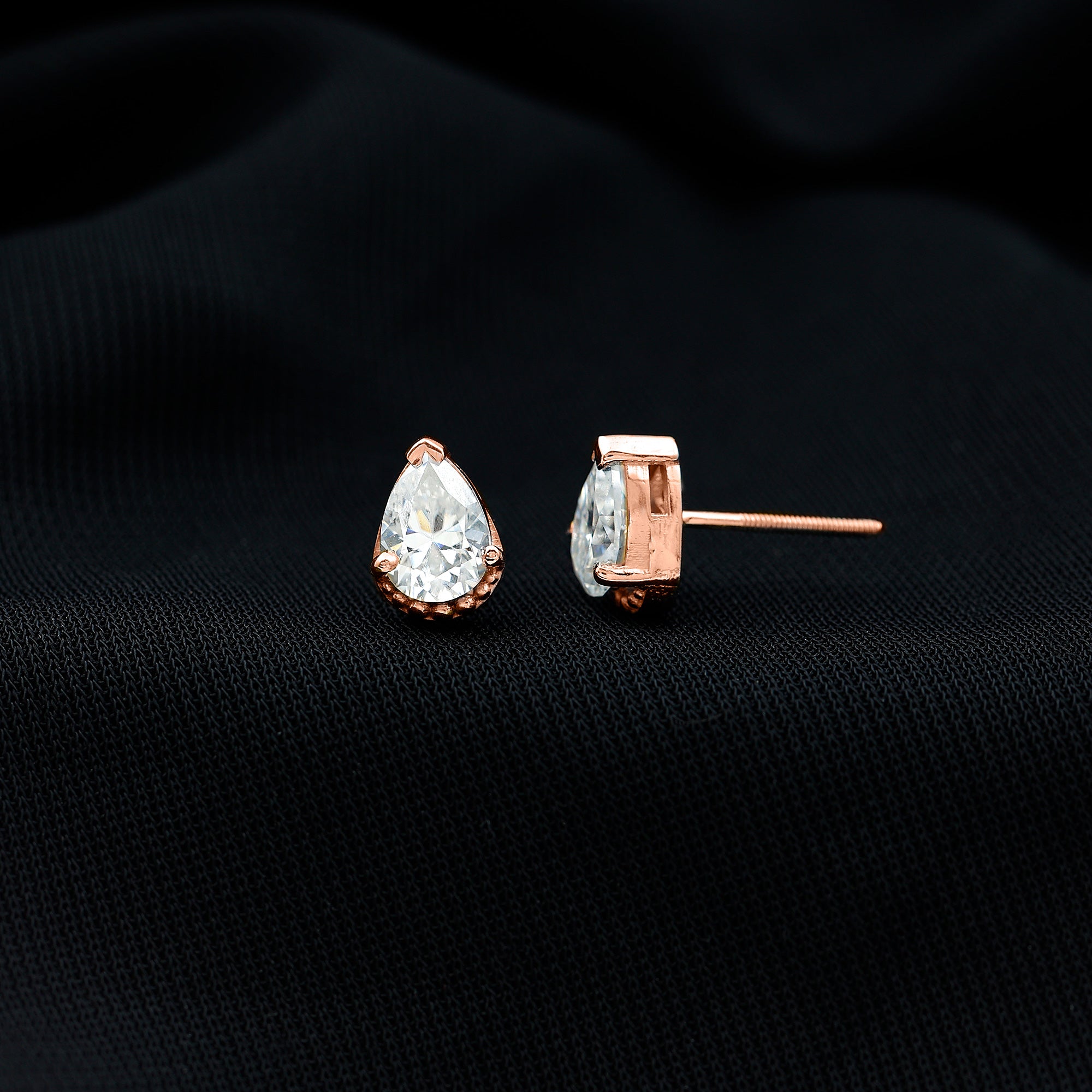 Sparkanite Jewels-Moissanite Solitaire Teardrop Stud Earrings