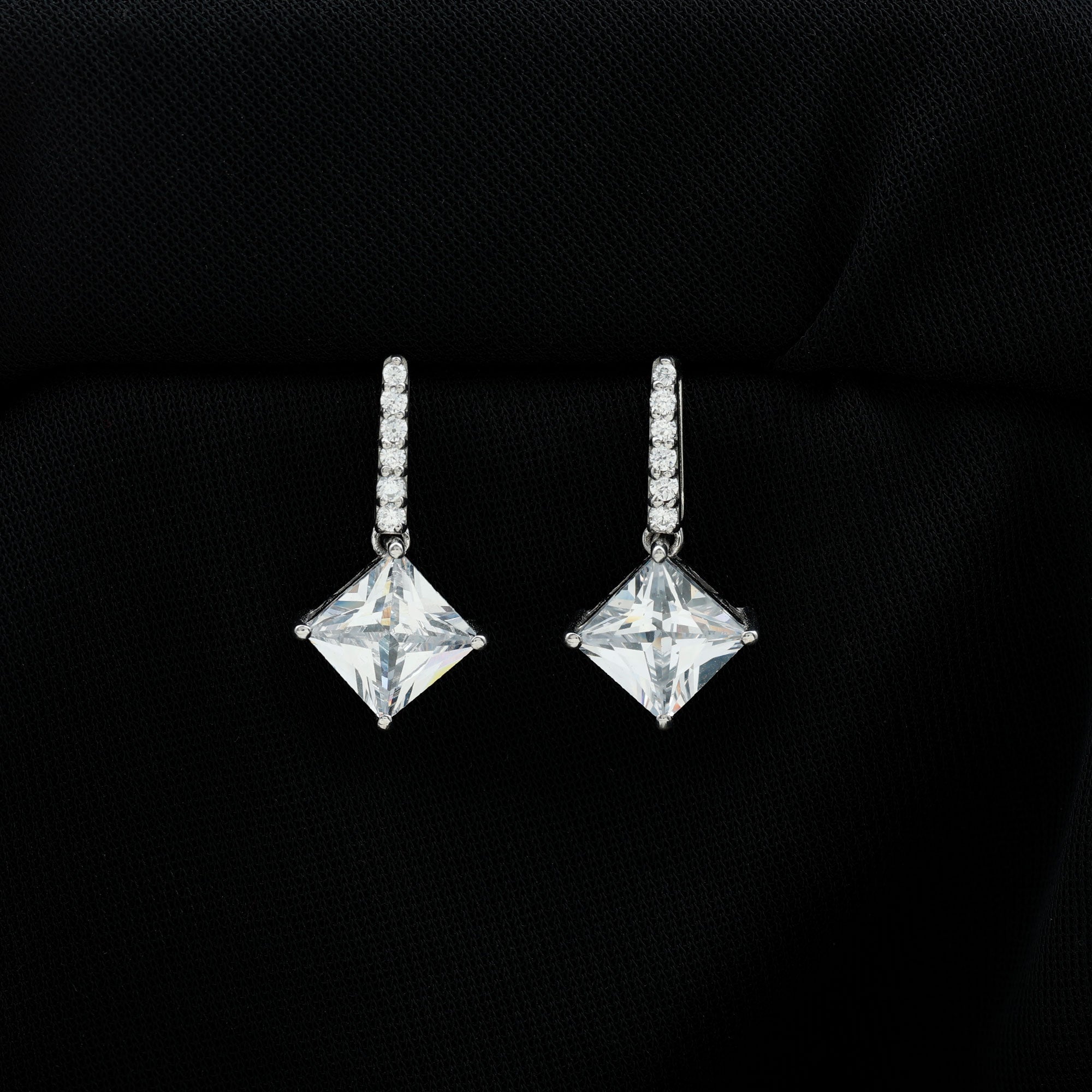 Sparkanite Jewels-Princess Cut Moissanite Drop Earrings