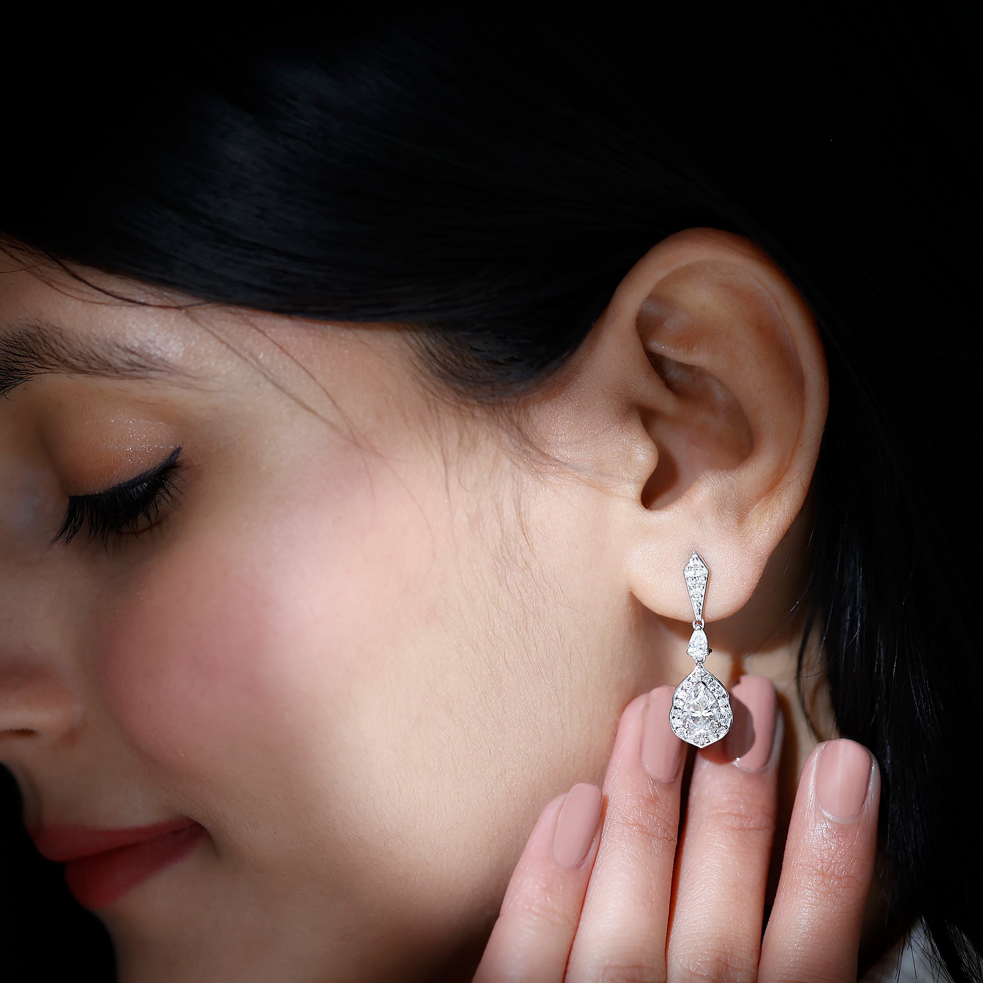 Sparkanite Jewels-Vintage Style Moissanite Teardrop Earrings
