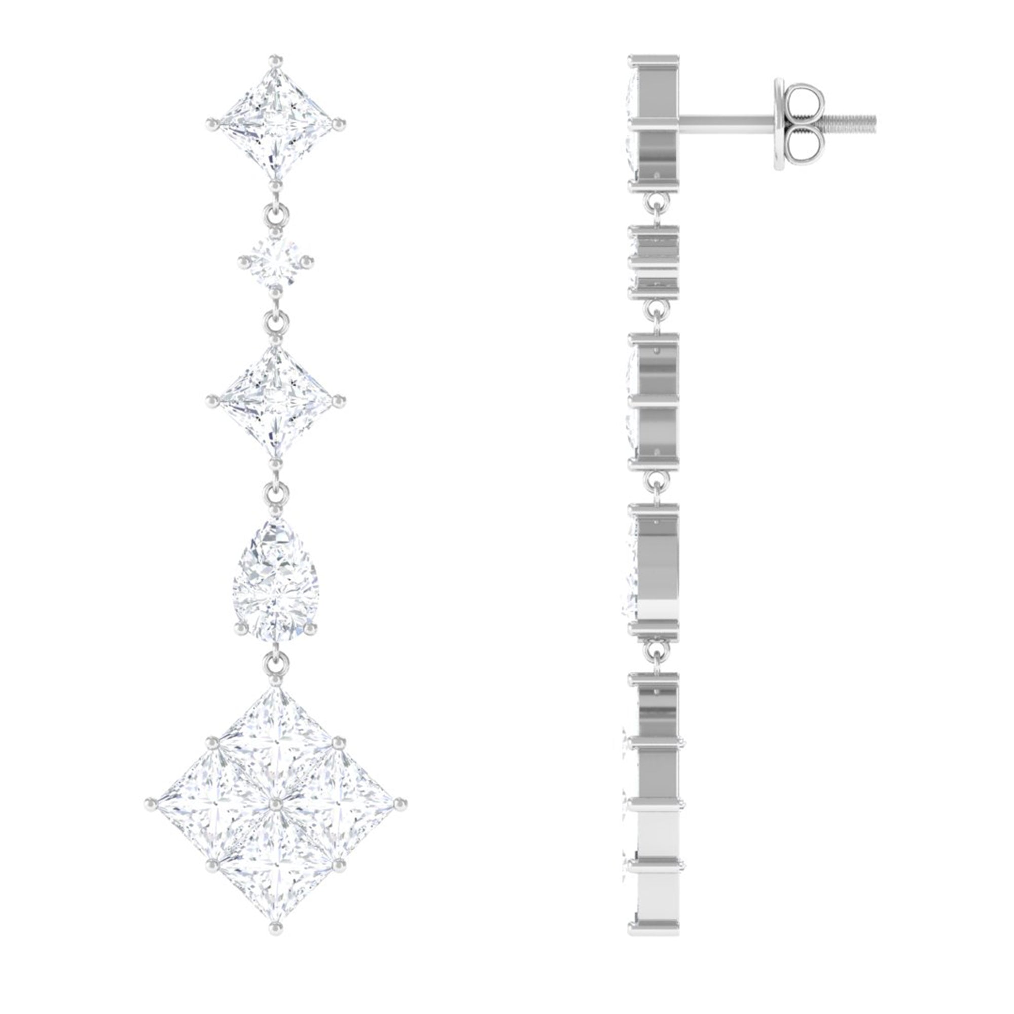 Sparkanite Jewels-Minimal Moissanite Dangle Earrings with Screw Back