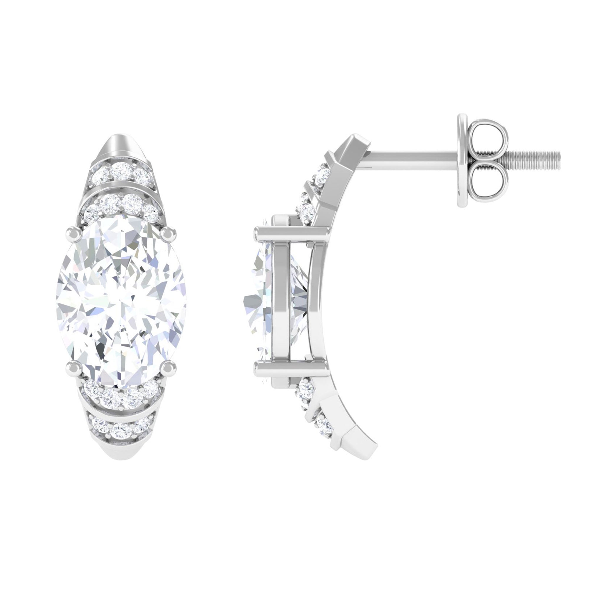 Sparkanite Jewels-Oval Shape Moissanite Designer Stud Earrings