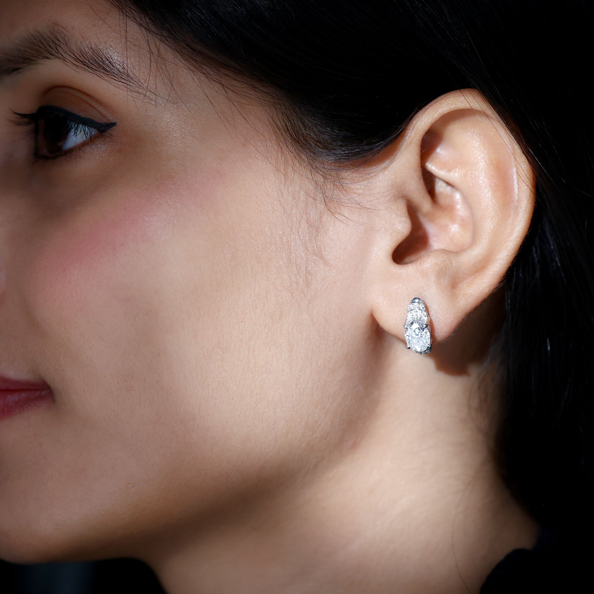 Sparkanite Jewels-Oval Shape Moissanite Designer Stud Earrings