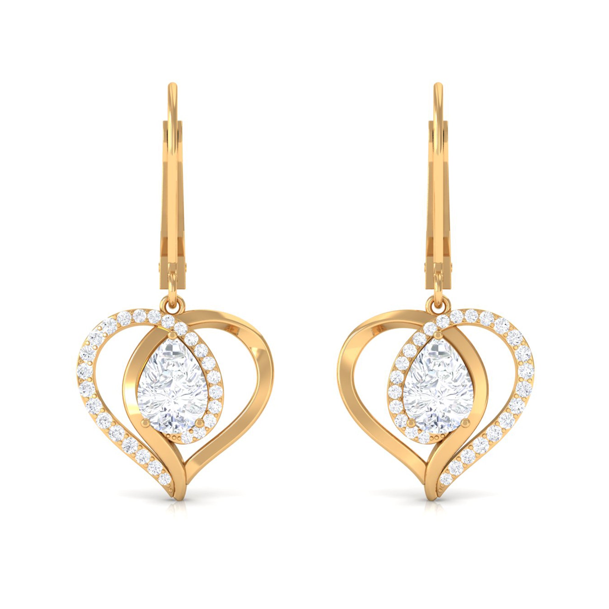 Sparkanite Jewels-Minimal Moissanite Heart Drop Earrings with Lever Back