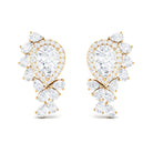 Pear Shape Moissanite Cluster Cocktail Stud Earrings D-VS1 - Sparkanite Jewels