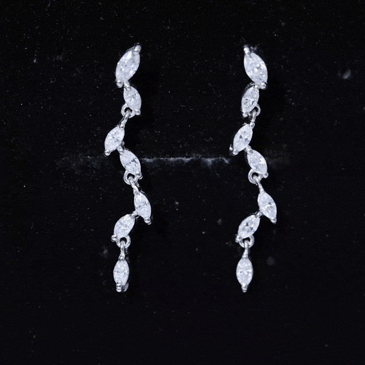 Sparkanite Jewels-Dainty Marquise Shape Moissanite Dangle Earrings