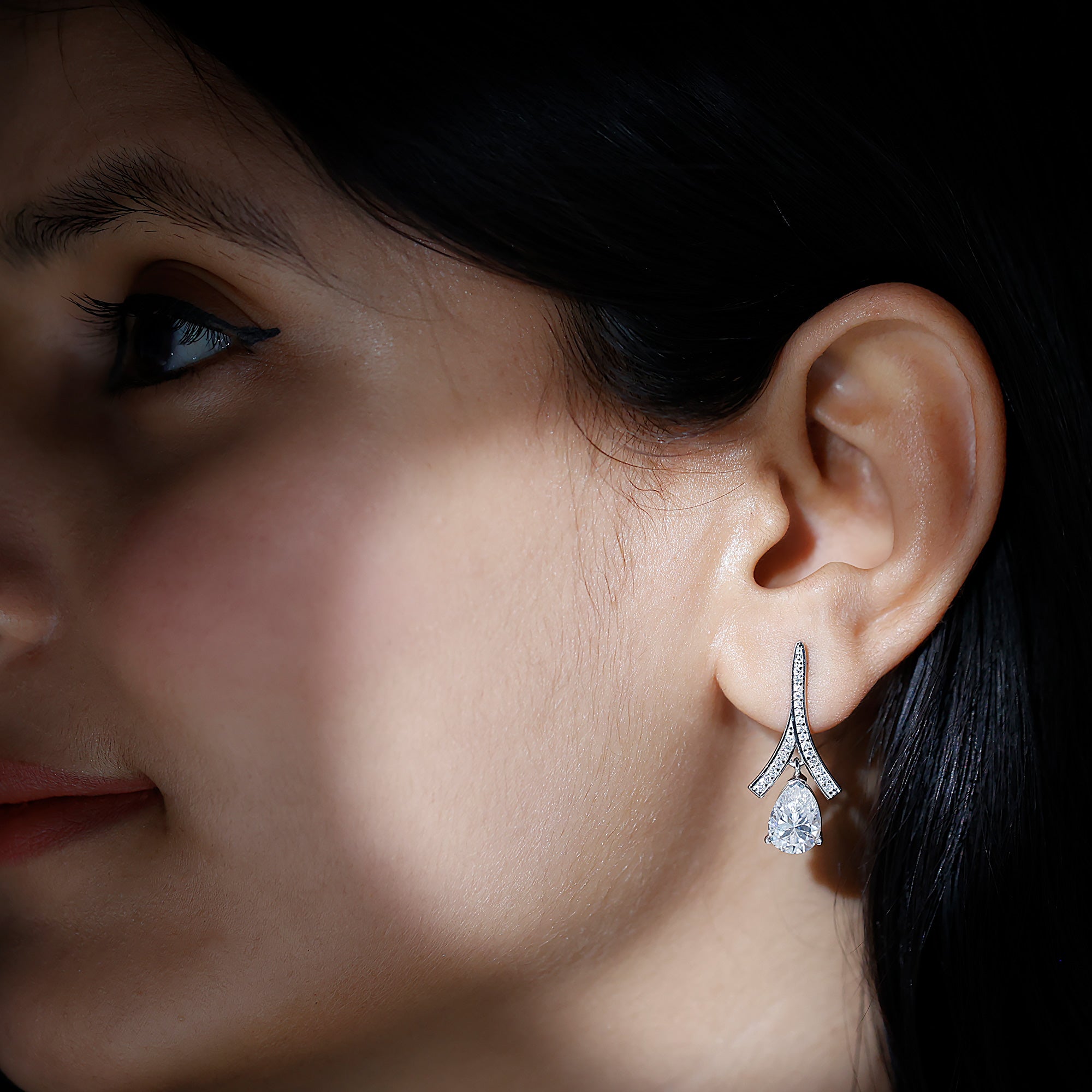 Sparkanite Jewels-Classic Pear Shape Moissanite Drop Earrings