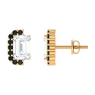 Emerald Cut Moissanite Stud Earrings with Lab Grown Black Diamond D-VS1 - Sparkanite Jewels