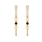 Moissanite Double Chain hoop Earrings with Garnet D-VS1 - Sparkanite Jewels