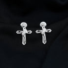 Vintage Inspired Moissanite Cross Stud Earrings D-VS1 - Sparkanite Jewels