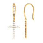 Minimal Cross Dangle Earrings with Certified Moissanite D-VS1 - Sparkanite Jewels