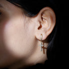 Minimal Cross Dangle Earrings with Certified Moissanite D-VS1 - Sparkanite Jewels