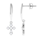 Minimal Certified Moissanite Cross Drop Earrings D-VS1 - Sparkanite Jewels