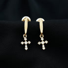 Sparkanite Jewels-Minimal Certified Moissanite Cross Drop Earrings