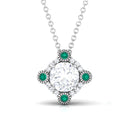 Vintage Inspired Pendant with Moissanite and Emerald D-VS1 6 MM - Sparkanite Jewels