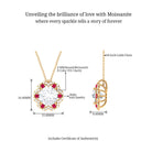 Statement Floral Inspired Pendant Necklace with Ruby and Moissanite D-VS1 10 MM - Sparkanite Jewels