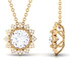 Round Shape Moissanite Floral Inspired Pendant Necklace D-VS1 6 MM - Sparkanite Jewels