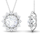 Round Shape Moissanite Floral Inspired Pendant Necklace D-VS1 10 MM - Sparkanite Jewels