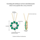 Nature Inspired Floral Pendant Necklace with Moissanite and Emerald D-VS1 10 MM - Sparkanite Jewels