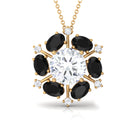 Certified Moissanite Statement Pendant with Black Onyx D-VS1 10 MM - Sparkanite Jewels