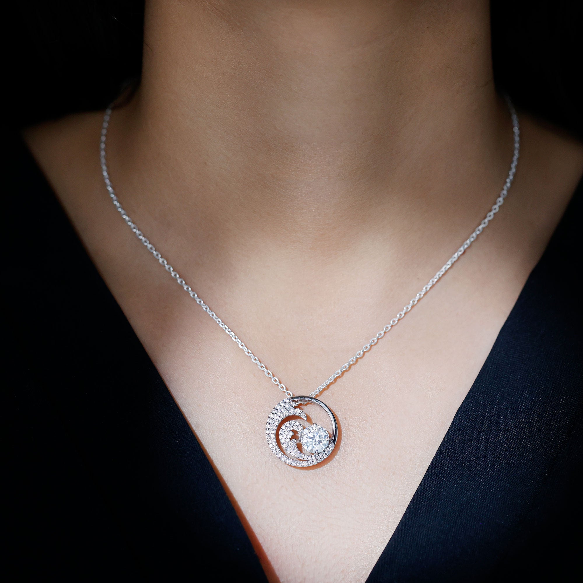 Sea Life Inspired Moissanite Pendant Necklace D-VS1 - Sparkanite Jewels