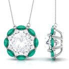 Certified Moissanite Floral Inspired Necklace with Green Emerald D-VS1 8 MM - Sparkanite Jewels