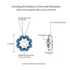 Moissanite Pendant Necklace with London Blue Topaz Halo D-VS1 - Sparkanite Jewels