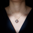 Sparkanite Jewels-Certified Moissanite Statement Floral Inspired Pendant with Garnet