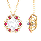 Statement Floral Inspired Pendant Necklace with Ruby and Moissanite D-VS1 8 MM - Sparkanite Jewels