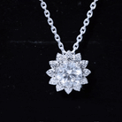 Round Shape Moissanite Floral Inspired Pendant Necklace D-VS1 8 MM - Sparkanite Jewels