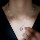 Round Shape Moissanite Floral Inspired Pendant Necklace D-VS1 8 MM - Sparkanite Jewels