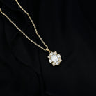 Sparkanite Jewels-Classic Emerald Cut Moissanite Floral Halo Pendant