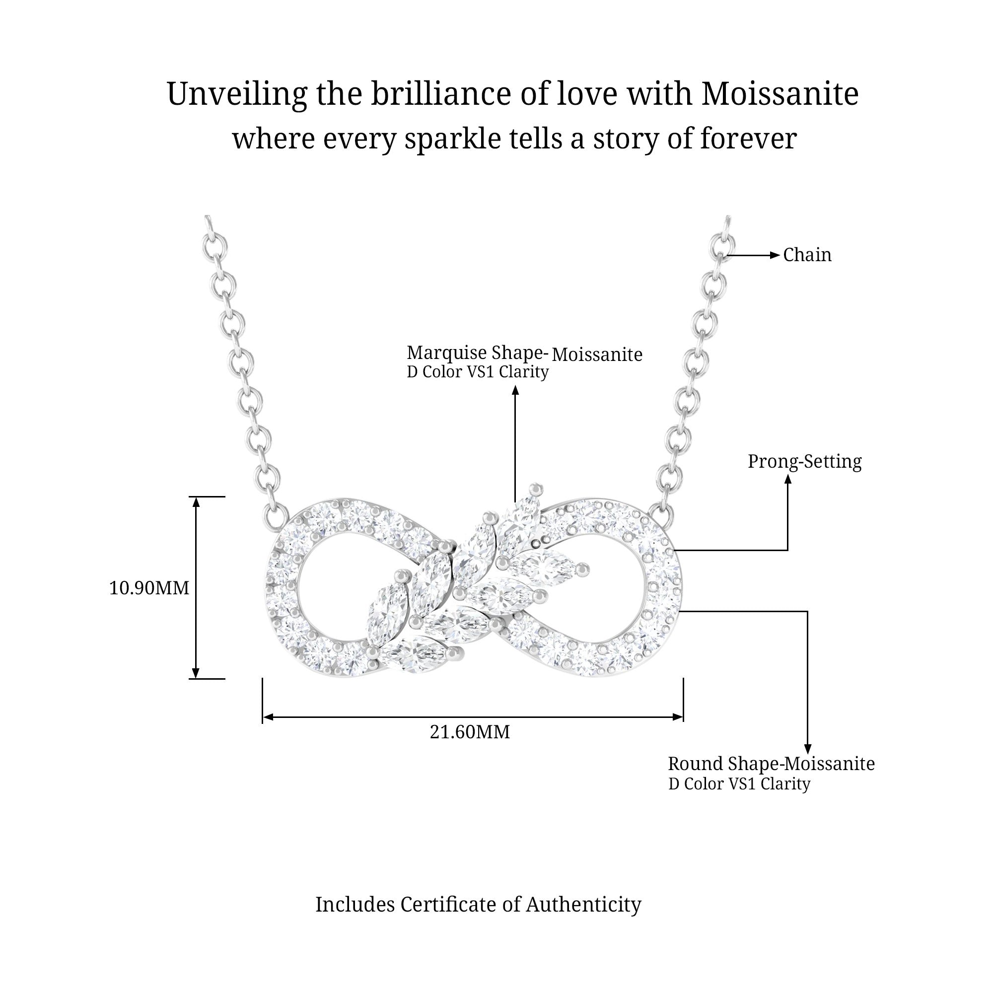 Marquise and Round Moissanite Classic Infinity Necklace D-VS1 - Sparkanite Jewels