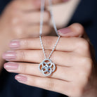 Sparkanite Jewels-Minimal Pave Set Moissanite Interlock Flower Inspired Pendant Necklace