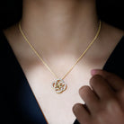 Sparkanite Jewels-Minimal Pave Set Moissanite Interlock Flower Inspired Pendant Necklace