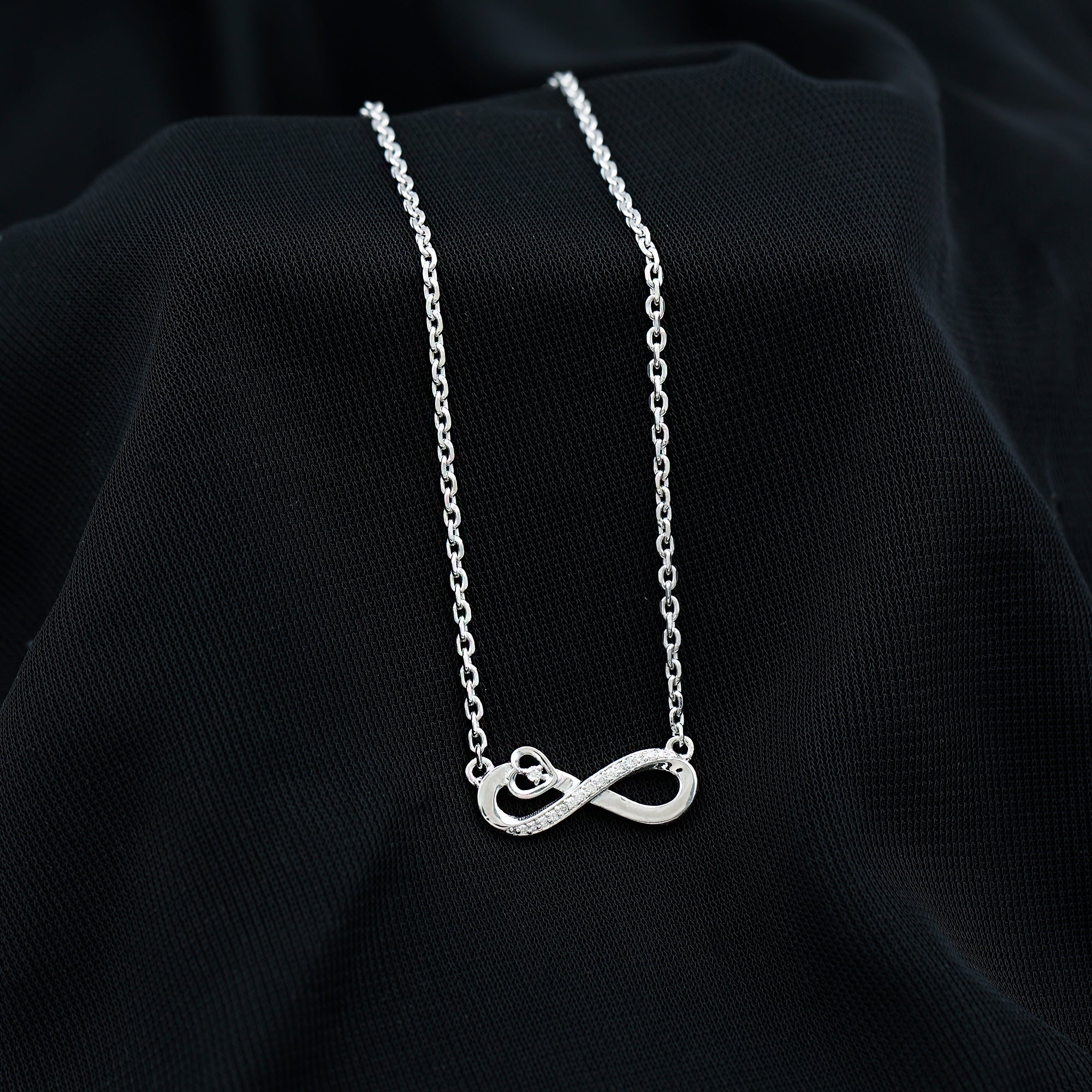 Sparkanite Jewels-Minimal Infinity Heart Necklace with Certified Moissanite