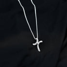 Minimal Cross Pendant Necklace with Moissanite D-VS1 - Sparkanite Jewels