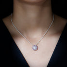 Sparkanite Jewels-Certified Moissanite Silver Pendant Necklace with Lab Grown Sapphire