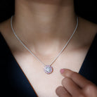 Sparkanite Jewels-Certified Moissanite Silver Pendant Necklace with Lab Grown Sapphire