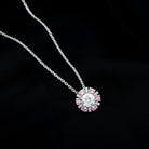 Sparkanite Jewels-Certified Moissanite Silver Pendant Necklace with Lab Grown Sapphire