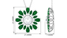 Sparkanite Jewels-Nature Inspired Moissanite Flower Silver Pendant with Lab Grown Emerald