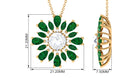 Sparkanite Jewels-Nature Inspired Moissanite Flower Silver Pendant with Lab Grown Emerald