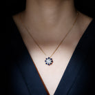 Sparkanite Jewels-Vintage Style Moissanite Silver Pendant with Lab Grown Blue Sapphire