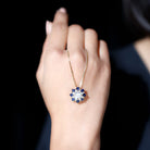 Sparkanite Jewels-Vintage Style Moissanite Silver Pendant with Lab Grown Blue Sapphire