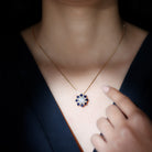 Sparkanite Jewels-Vintage Style Moissanite Silver Pendant with Lab Grown Blue Sapphire