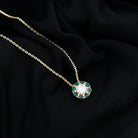 Sparkanite Jewels-Certified Moissanite Floral Inspired Silver Necklace with Lab Emerald