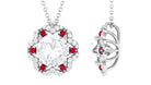 Sparkanite Jewels-Statement Floral Inspired Pendant with Lab Grown Ruby and Moissanite