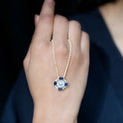 Sparkanite Jewels-Contemporary Moissanite Pendant with Lab Grown Blue Sapphire